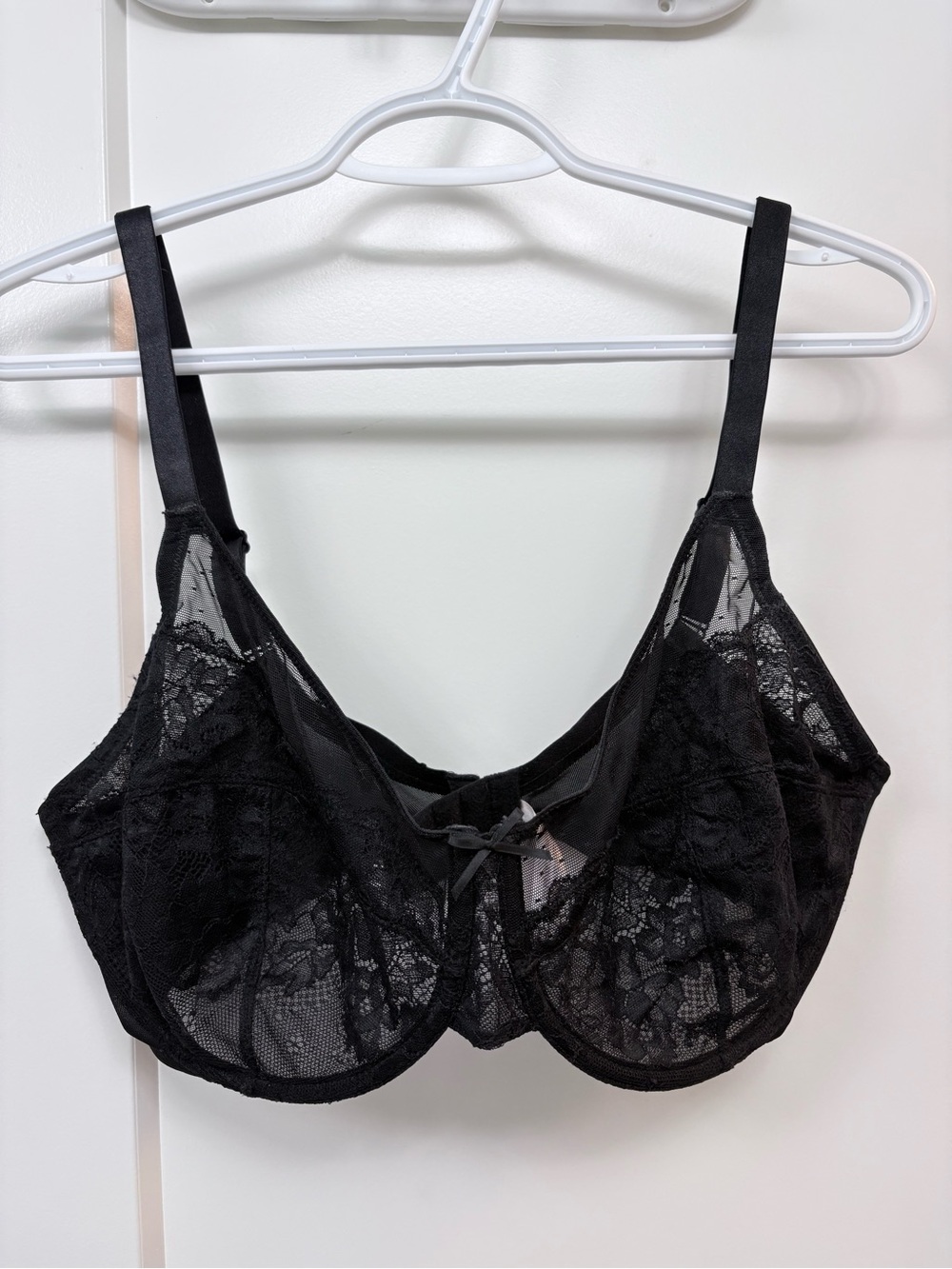 Sheer Lace Underwire Bra - Black 38 G